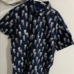 Apt. 9 Dark Blue Jellyfish Print Men's Shirt